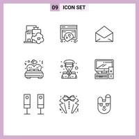 Outline Pack of 9 Universal Symbols of captain valentine privacy love open Editable Vector Design Elements