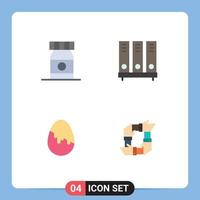 4 Universal Flat Icons Set for Web and Mobile Applications beach easter archive document egg Editable Vector Design Elements