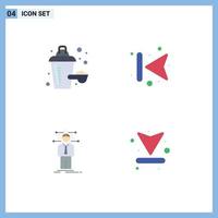 Modern Set of 4 Flat Icons Pictograph of additive human arrows left solution Editable Vector Design Elements