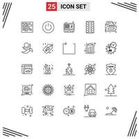 25 Creative Icons Modern Signs and Symbols of document tires ui money finance Editable Vector Design Elements