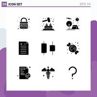 Modern Set of 9 Solid Glyphs and symbols such as distribute test adventure pros and cons sun Editable Vector Design Elements