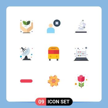 Mobile Interface Flat Color Set of 9 Pictograms of deliver auto lab space antenna Editable Vector Design Elements