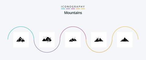 paquete de iconos de glifo 5 de montañas que incluye la naturaleza. Cerro. naturaleza. sol. Cerro vector