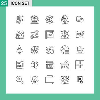 Mobile Interface Line Set of 25 Pictograms of dollar technology business robot beta Editable Vector Design Elements