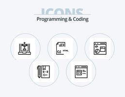 Programming And Coding Line Icon Pack 5 Icon Design. develop. coding. development. development. css vector