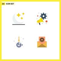 Modern Set of 4 Flat Icons and symbols such as crescent fashion advertising settings watch accessorize Editable Vector Design Elements