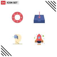 4 Universal Flat Icons Set for Web and Mobile Applications help inner ui receive minded Editable Vector Design Elements