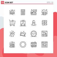 Outline Pack of 16 Universal Symbols of ecommerce platform financial internet hosting Editable Vector Design Elements