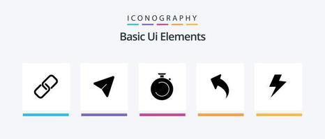 Basic Ui Elements Glyph 5 Icon Pack Including power. up. camposs. left. watch. Creative Icons Design vector