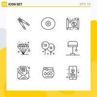 Modern Set of 9 Outlines and symbols such as pastel economy tit diamond year Editable Vector Design Elements