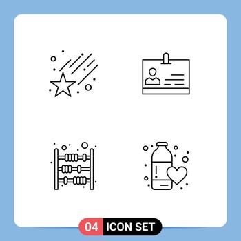 4 Universal Filledline Flat Colors Set for Web and Mobile Applications falling finance id badge payment Editable Vector Design Elements