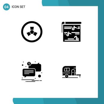 Modern Set of 4 Solid Glyphs Pictograph of mutation mail album photo unread Editable Vector Design Elements