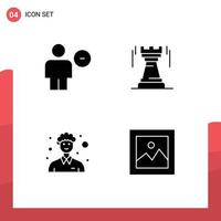 4 Solid Glyph concept for Websites Mobile and Apps avatar fort human tower male Editable Vector Design Elements