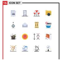 Modern Set of 16 Flat Colors Pictograph of computing setting server folder party Editable Pack of Creative Vector Design Elements