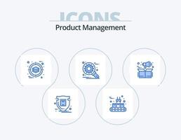 Product Management Blue Icon Pack 5 Icon Design. marketing. setting. business. optimization. customize vector