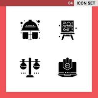 Stock Vector Icon Pack of 4 Line Signs and Symbols for test laboratory glassware hard hat process test tube Editable Vector Design Elements