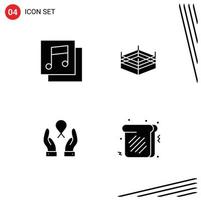 4 Thematic Vector Solid Glyphs and Editable Symbols of albums woman boxing care sweet Editable Vector Design Elements