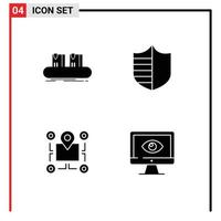 conjunto de glifos sólidos universales para aplicaciones web y móviles ubicación de la correa chip de seguridad de fábrica elementos de diseño vectorial editables vector