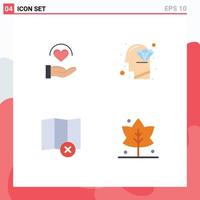 4 Universal Flat Icon Signs Symbols of medical delete hand mind leaf Editable Vector Design Elements