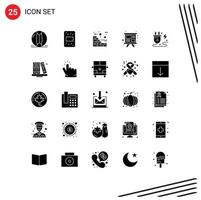 Pictogram Set of 25 Simple Solid Glyphs of power energy bricks training study Editable Vector Design Elements