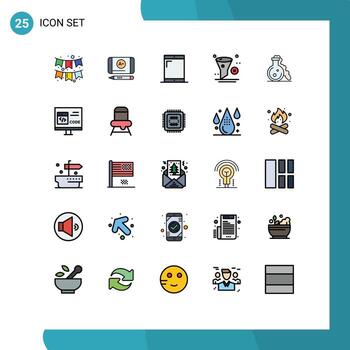 25 Filled line Flat Color concept for Websites Mobile and Apps test flask devices trash filter Editable Vector Design Elements