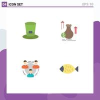 Modern Set of 4 Flat Icons and symbols such as glass team beer dollar communication Editable Vector Design Elements