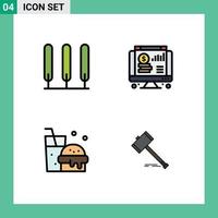 4 User Interface Filledline Flat Color Pack of modern Signs and Symbols of cypress food dollar chart auction Editable Vector Design Elements