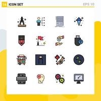 Modern Set of 16 Flat Color Filled Lines and symbols such as badge arrows people arrow mixer Editable Creative Vector Design Elements