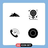 4 iconos creativos signos y símbolos modernos de la idea de la colina construcción de montaña comunicación elementos de diseño vectorial editables vector