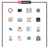 Universal Icon Symbols Group of 16 Modern Flat Colors of off alarm abacus machine timer Editable Pack of Creative Vector Design Elements