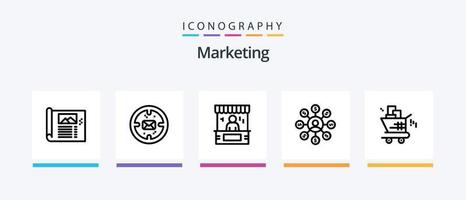 Marketing Line 5 Icon Pack Including like. finger. computer. file. pencle. Creative Icons Design vector