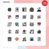 Universal Icon Symbols Group of 25 Modern Filled line Flat Colors of achievement islamic building travel historical building website Editable Vector Design Elements