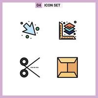 4 Thematic Vector Filledline Flat Colors and Editable Symbols of arrow tool scale cut envelope Editable Vector Design Elements