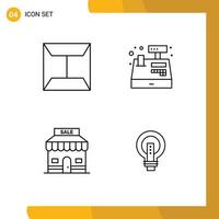 4 Universal Line Signs Symbols of envelope shop cash shopping bulb Editable Vector Design Elements
