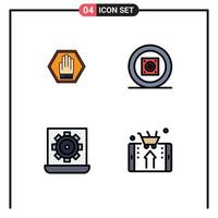 Stock Vector Icon Pack of 4 Line Signs and Symbols for stop computer traffic music laptop Editable Vector Design Elements