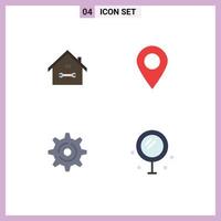 User Interface Pack of 4 Basic Flat Icons of home marker repair plus internet Editable Vector Design Elements