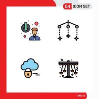 Pictogram Set of 4 Simple Filledline Flat Colors of career demotion server downgrade sleep swing Editable Vector Design Elements