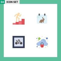 Group of 4 Modern Flat Icons Set for career parking calender date vehicles Editable Vector Design Elements