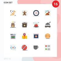 16 Thematic Vector Flat Colors and Editable Symbols of cosmetics space engine moon search Editable Pack of Creative Vector Design Elements