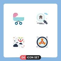 Universal Icon Symbols Group of 4 Modern Flat Icons of trolly moon push search ghost Editable Vector Design Elements