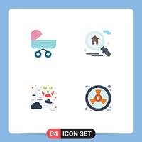 Universal Icon Symbols Group of 4 Modern Flat Icons of trolly moon push search ghost Editable Vector Design Elements