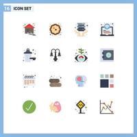 Pack of 16 creative Flat Colors of nutrition supplement wifi pie laptop area Editable Pack of Creative Vector Design Elements