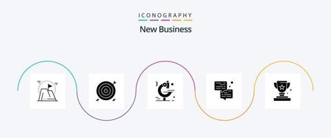 nuevo paquete de iconos de glifo de negocios 5 que incluye burbuja. investigar. negocio . microscopio vector