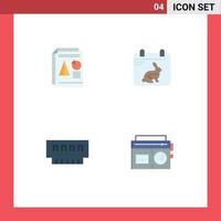 Pack of 4 creative Flat Icons of report computers chart day gadget Editable Vector Design Elements