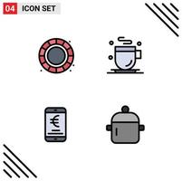 Set of 4 Modern UI Icons Symbols Signs for color wheel online drink mobile cooking Editable Vector Design Elements