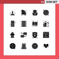 Modern Set of 16 Solid Glyphs and symbols such as apps add castle user interface Editable Vector Design Elements