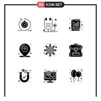 9 Thematic Vector Solid Glyphs and Editable Symbols of internet of things location health stat book Editable Vector Design Elements