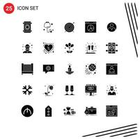 Group of 25 Solid Glyphs Signs and Symbols for profile personal dart website internet Editable Vector Design Elements