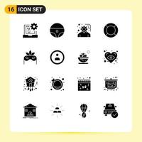 User Interface Pack of 16 Basic Solid Glyphs of costume ui development help basic Editable Vector Design Elements