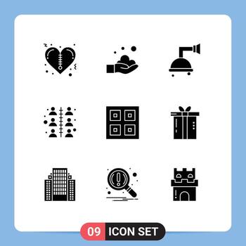 Set of 9 Modern UI Icons Symbols Signs for logistic boxes clean arrived team Editable Vector Design Elements
